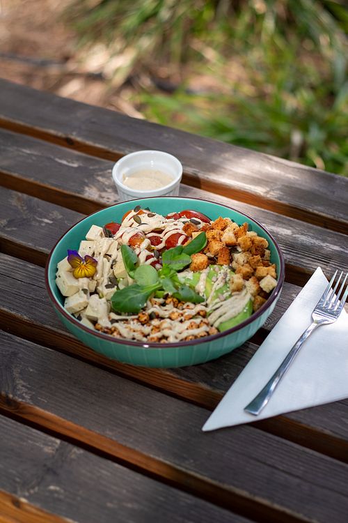 Caesar Bowl at Nom Nom in Bucharest