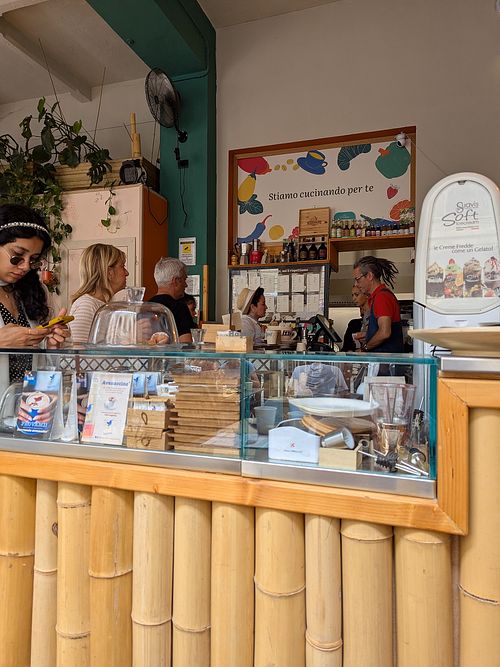 Counter faced with bamboo at Respeat in Turin