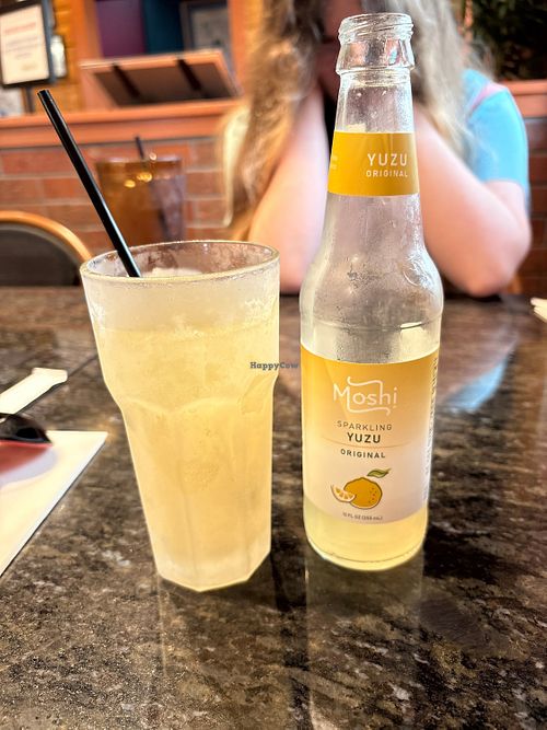 Sparkling Yuzu in a frosted glasss  at Noodle Boulevard in Cary
