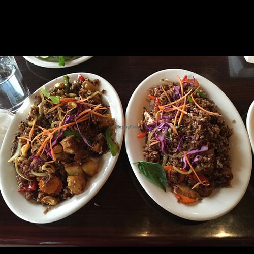 left is pineapple and right is spicy fried rice at Thai Heritage & Vegan - Nob Hill in Albuquerque