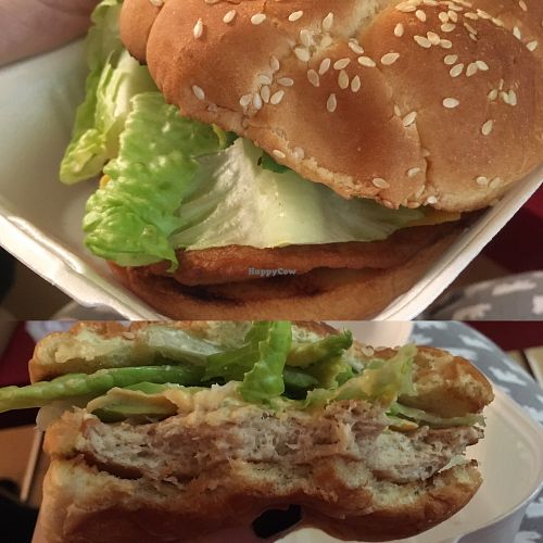 soy chicken burger with vegan cheese  at Thai Heritage & Vegan - Nob Hill in Albuquerque