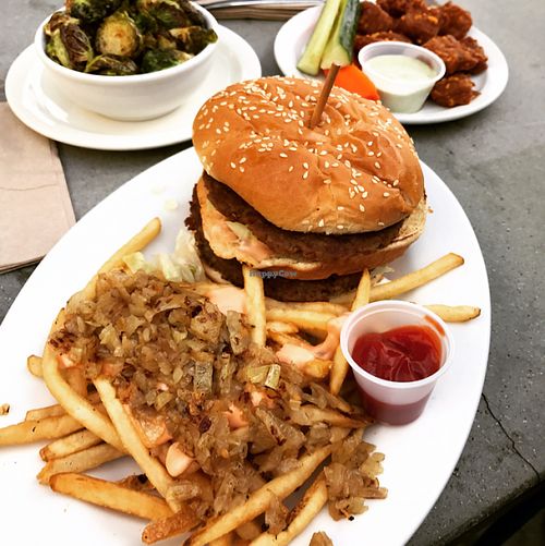Big Wac, Animal Fries, Brussels Sprouts, & Buffalo Wings at Green New American Vegetarian in Tempe