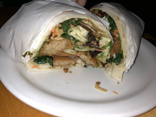 Peanut Chicken Garden Burrito  at Green New American Vegetarian in Tempe