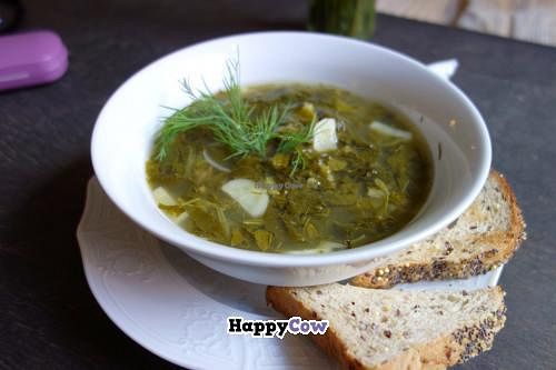 Vegan version of a cucumber-sorrel soup at Taka in Riga