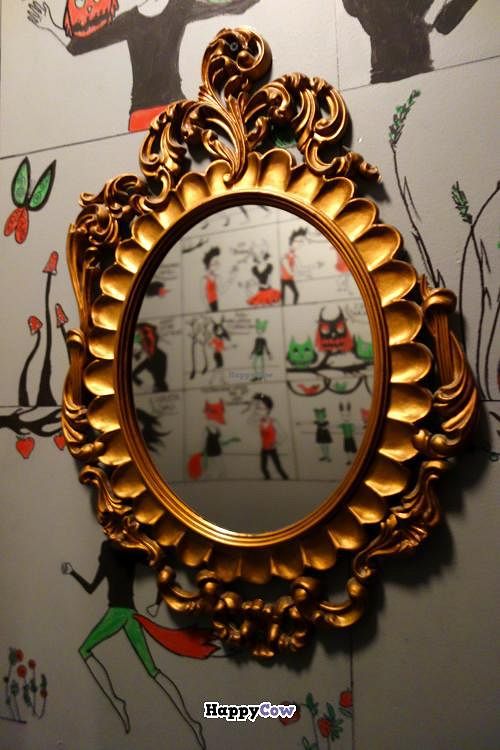 art in the restroom at Taka in Riga