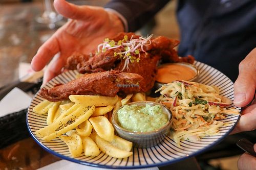 deep-fried oyster mushrooms at Vega in Wroclaw