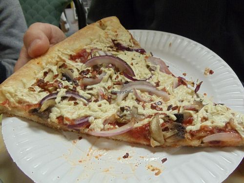 Mushroom and onions at Pizza Aroma in Ithaca