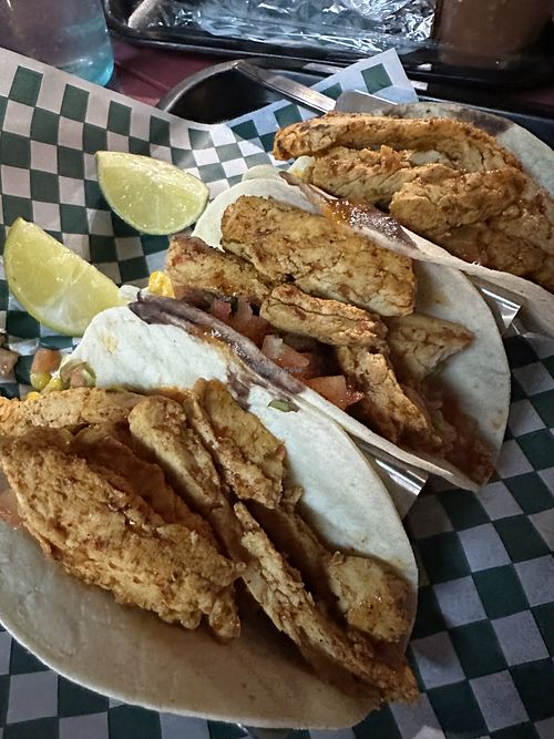 Tacos with soy meat   at Taco Fest in Morgantown