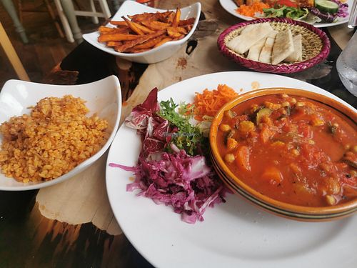 Vegan Tagine with bulgar wheat and sweet potato fries £15(ish) at La Mediterranean in Bristol