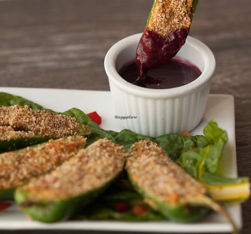 jalapeno poppers w/quinoa cashew cream filling  at Zest Kitchen & Bar in Salt Lake City