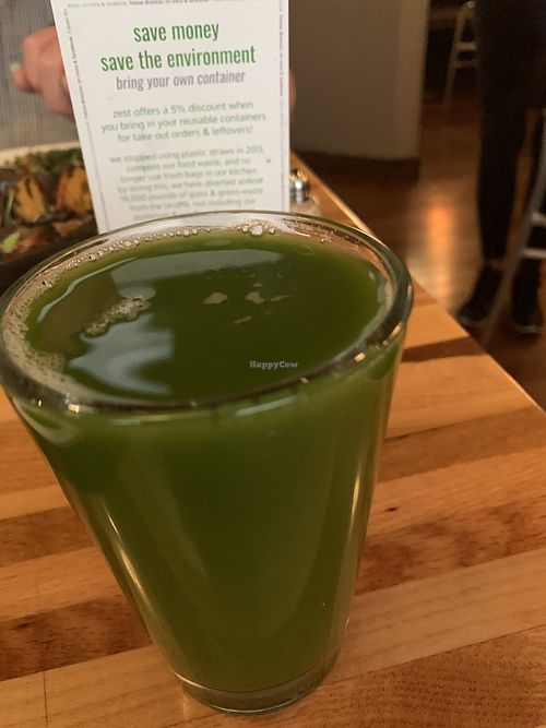 green juice at Zest Kitchen & Bar in Salt Lake City