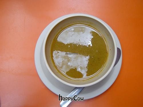 second course, cream of broccoli soup at Orien's Vegetariano in Morelia