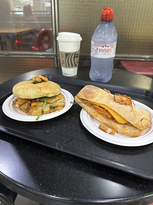 The two different vegan Chick’n sandwiches   at MAD - Starbucks - T1 in Madrid
