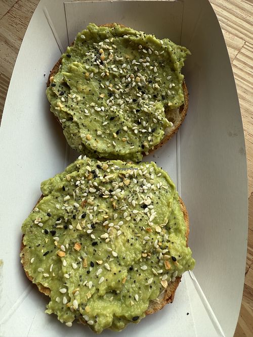 Avocado bagel  at Ohiopyle Coffee in Ohiopyle