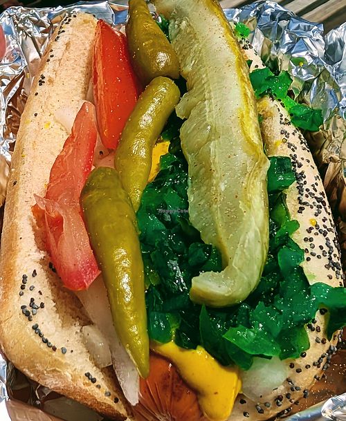 $6 Chicago dog! Totally vegan. at Shake N Dog in Mountain Village