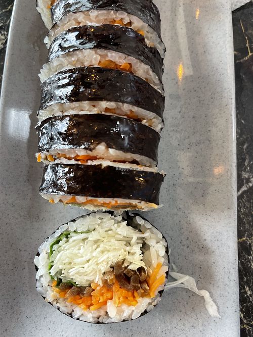  Vegan gimbap filled with veggies  at Cham Bareun Gimbap in Seoul