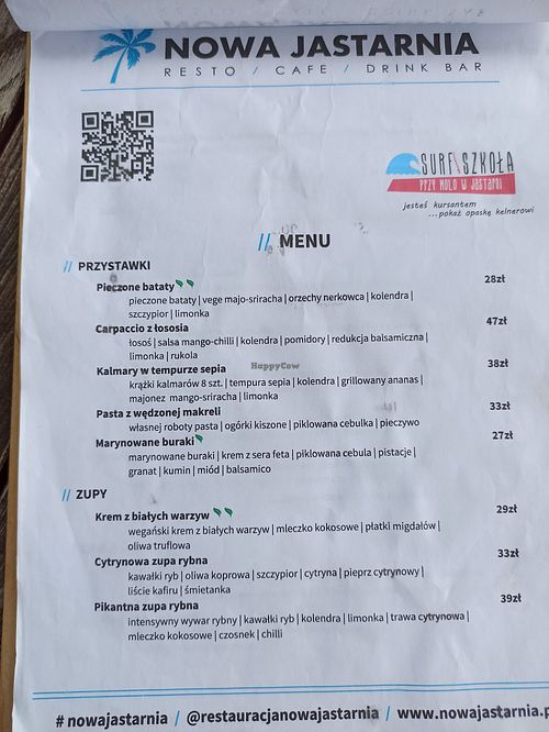 Menu at Restauracja Nowa Jastarnia in Jastarnia