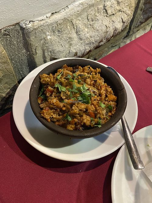 Stuffed peppers (delicious!!) at Zonja Gjene in Berat