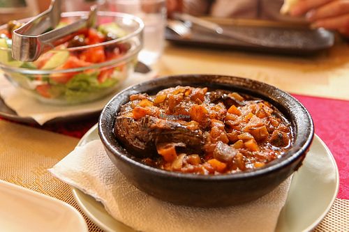 stuffed eggplant & garden salad at Zonja Gjene in Berat