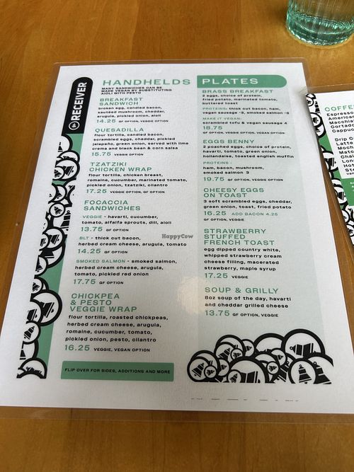 Menu  at Receiver Coffee Co - The Brass Shop in Charlottetown