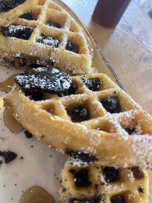 V/GF Cookies & Cream Waffle  at Three Birds Cafe in Winter Garden