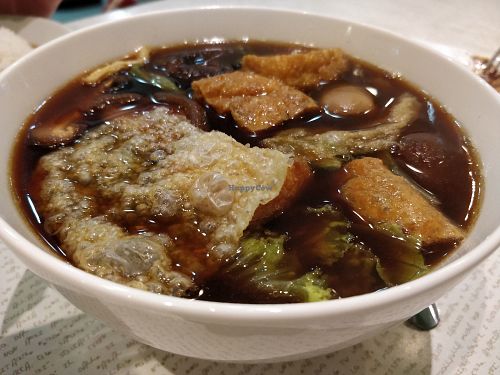 Herbal noodle soup at Vegetarian Express Cafe in Northeast Singapore