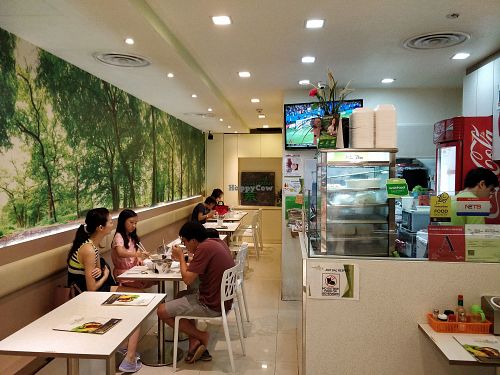 Cafe interior at Vegetarian Express Cafe in Northeast Singapore