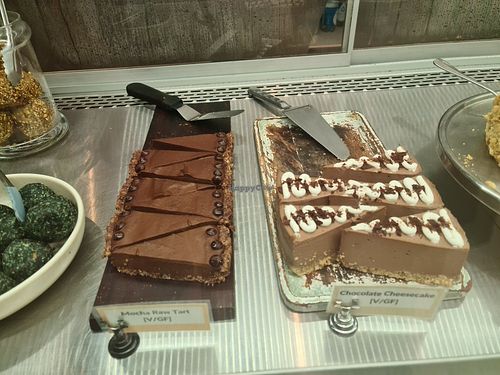 Sweets, including sugar free raw tart at Vege Rama - Adelaide St in Brisbane