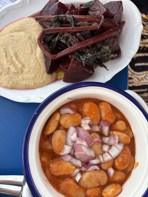 Beet salad & giant beans  at The Mills - Παραδοσιακό καφενείο "οι μύλοι" in Astypalaia