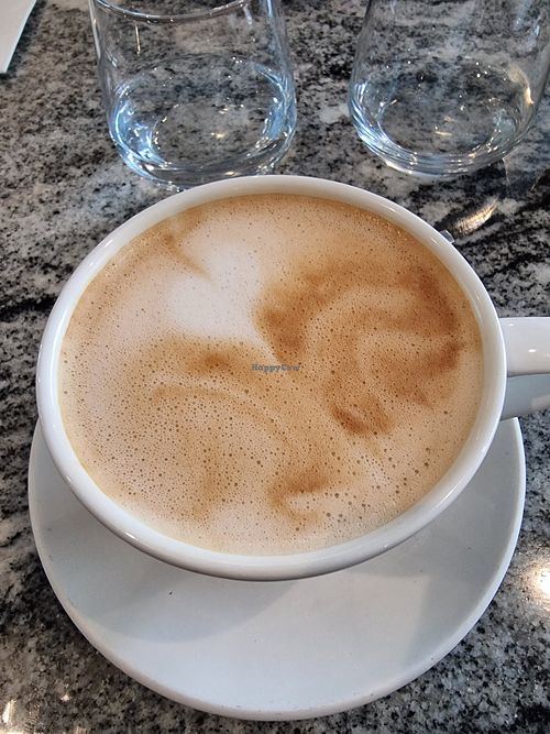 Oat mylk latte at Bay Restaurant in Dublin