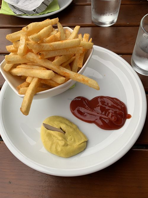Fries with Mustard and Ketchup   at Schiffercafe Kiel in Kiel