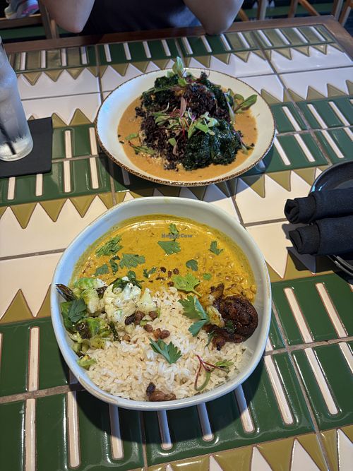 Aunty Mawa’s Maafe at the top and Motherland at the bottom!  at ChòpnBlọk in Houston