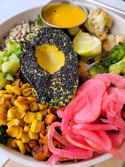 Build your own with crusted avocado. Quite nice at Hey Sunshine Kitchen in Culver City