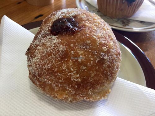 Jam donut at Crumbs Organic Bakehouse in Kensington