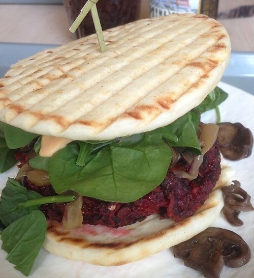 Beet Veggie Burger at Sunflower Cafe in Nashville