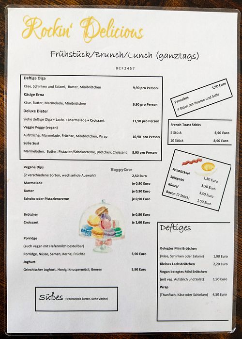 Menu page at Rockin Delicious Cafe und Concept Store at Rockin Delicious Cafe und Concept Store in Kronach
