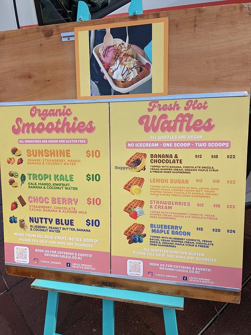 Menu at Lalele Organic Gelato  in Auckland