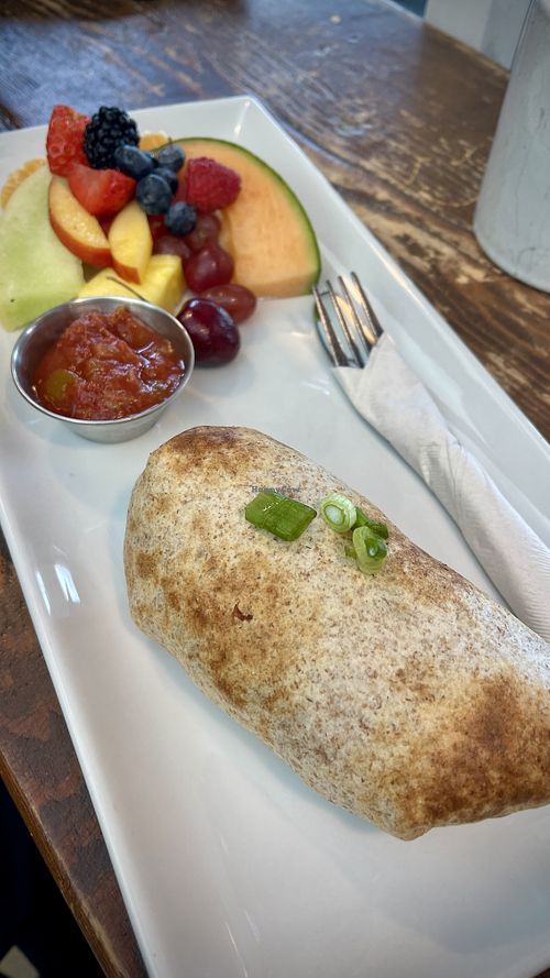 Breakfast burrito veganized   at Muddy Waters Cafe in Harrison Hot Springs