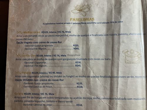 Vegan items clearly marked on the menu    at Vinil Bistrô in Goias