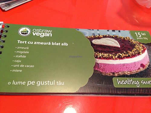 description of dessert including honey at Ostraw Vegan in Bucharest