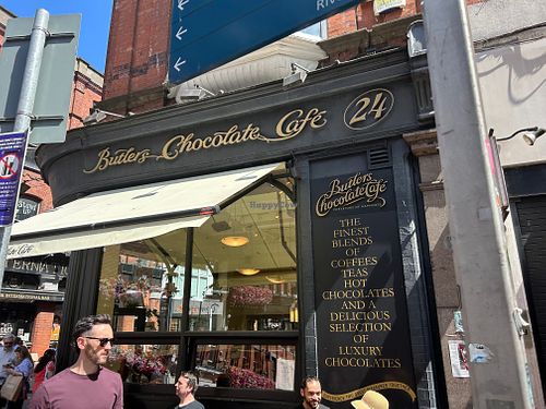 Front of cafe with limited vegan items at Butlers Chocolate Café in Dublin