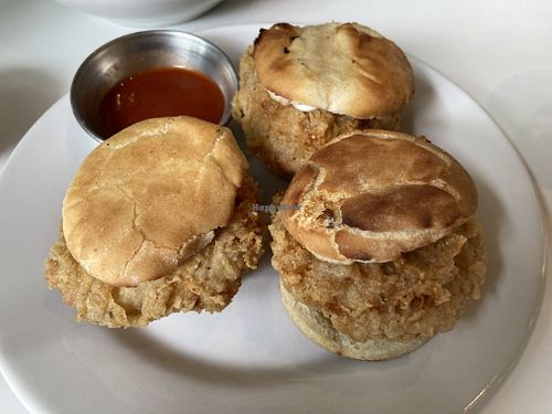 Fried ‘chicken’ sliders  at Goy's Plant-Based Burgers - Polanco in Mexico City