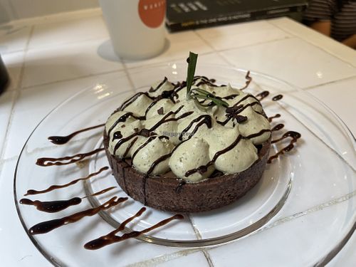 Incredible hojicha chocolate caramel tart  at Wanaka in Hong Kong Island