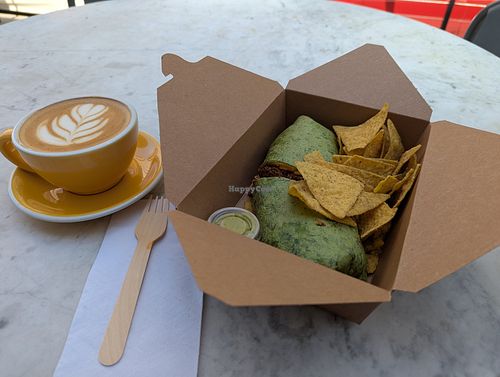 Tofu burrito at Revolucion Coffee + Juice in Austin