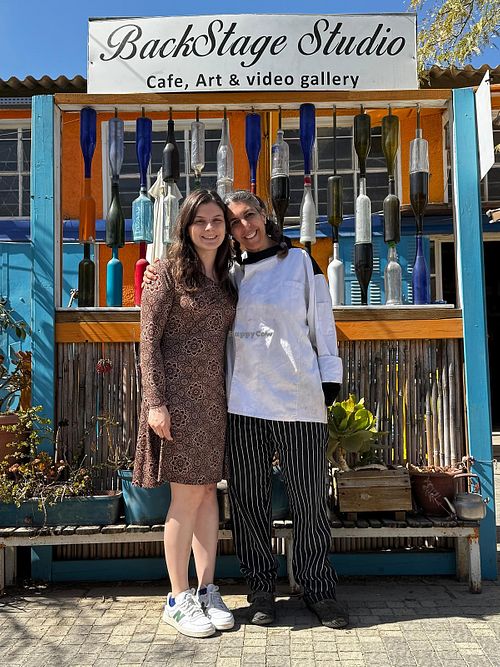 Me with the café's lovely owner Elian  at Backstage Art Cafe in Mitzpe Ramon