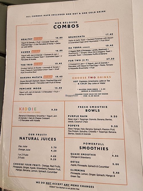 Menu 1 at Quase Café in Lisbon