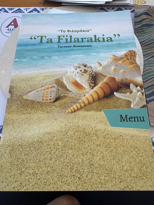 Menu  at Taverna Ta Filarakia in Rhodes