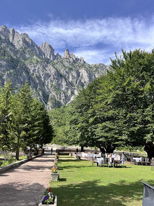 Outdoor seating area  at Restaurant Rilindja in Tropoja