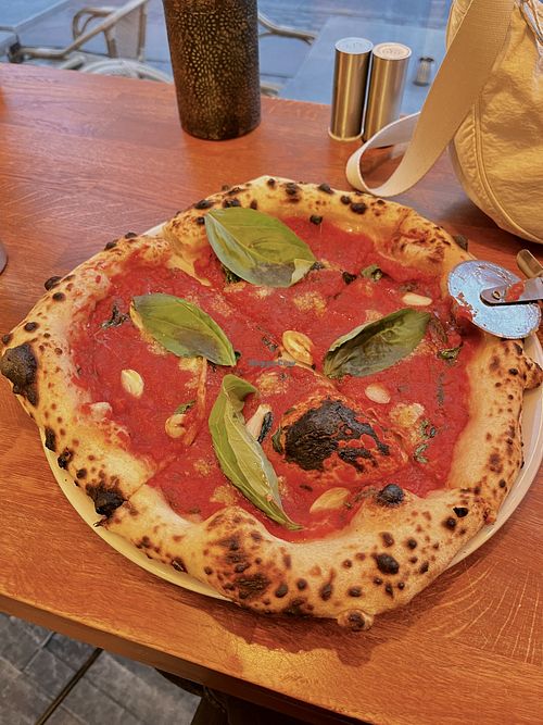 Pizza Marinara (vegan)  at Café Kopenhag in Copenhagen