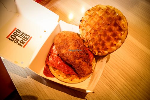 chicken waffle at Lord of the Fries in Fitzroy